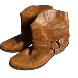 Franco Sarto Tan Leather Classic Ankle Boots Size 7.5 Coastal Cowgirl Western